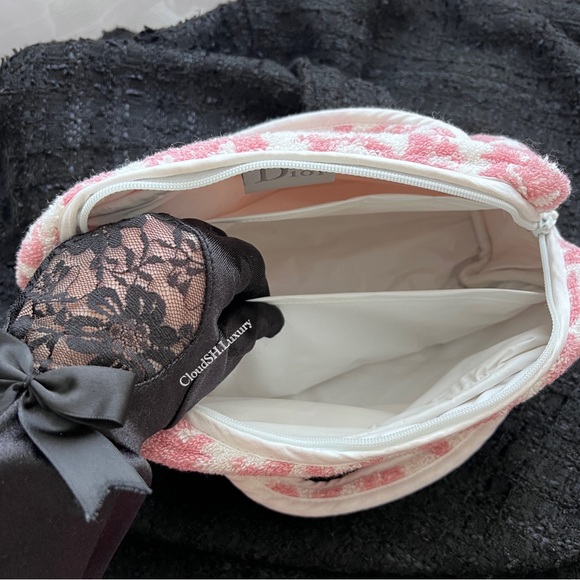 Auth Dior Pink Terry Cloth Trotter Monogram Mini Bag - Vintage - Picture 5 of 16